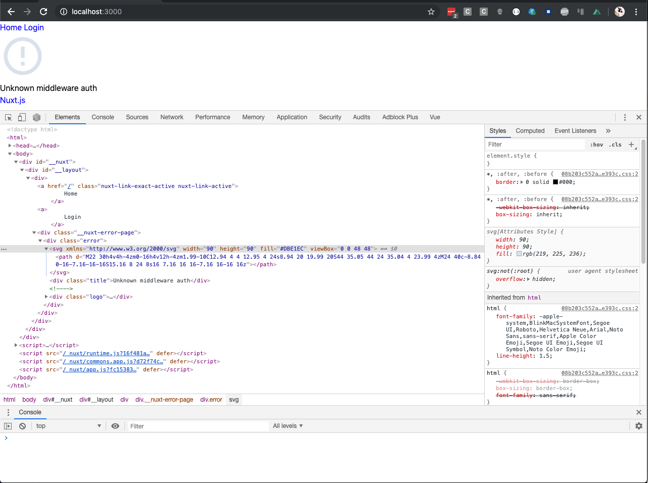 yarn build && yarn start results in "Unknown middleware auth" · Issue